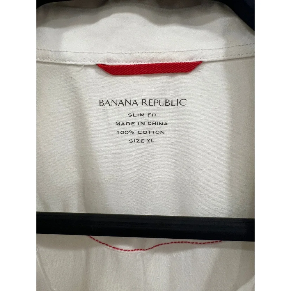 Banana Republic Shirt Pearl Snap Button Down Mens XL White Western Slim Fit